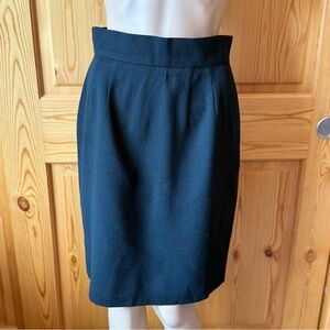 Vintage Christian Dior Black Wool Pencil Skirt Size 8 Tailored